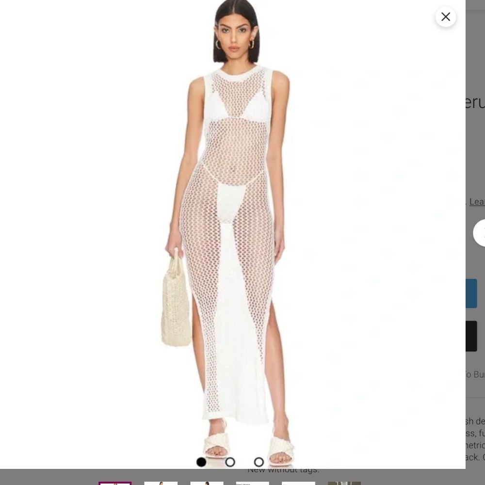 Beach Riot White Mesh Coverup with High Slits